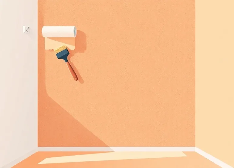 Pose de papier peint, rouleau et brosse à maroufler